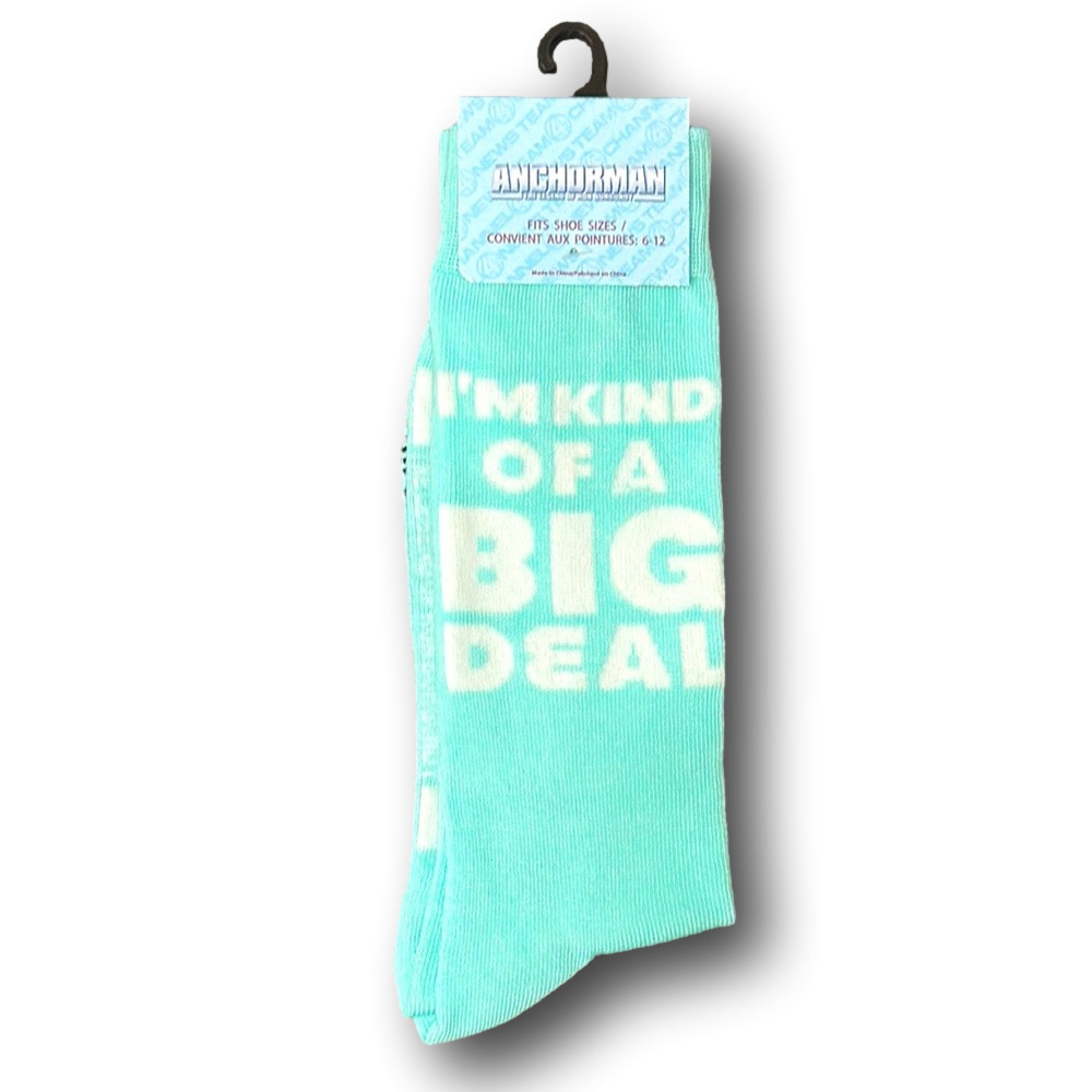 3/$20 Anchorman "I'm Kind Of A Big Deal" Funny Novelty Crew Socks - NWT